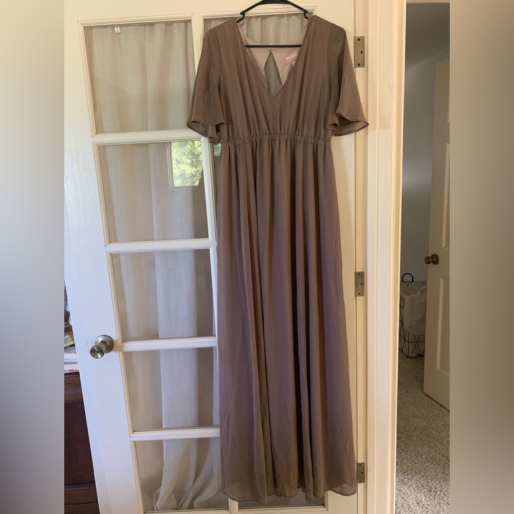 Dusty brown bridesmaid dress